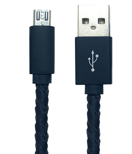 USB TO MICRO USB CABLE - LEATHER LOOK - BLACK*