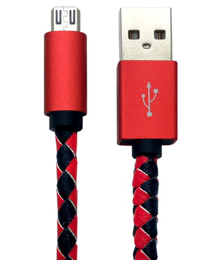 USB TO MICRO USB CABLE - LEATHER LOOK - RED*