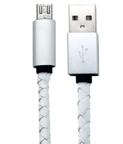 USB TO MICRO USB CABLE - LEATHER LOOK - WHITE*