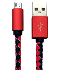 USB TO MICRO USB CABLE - LEATHER LOOK - RED*