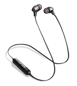 BLUETOOTH EARPHONES WITH MIC/VOL CONTROL - BLACK*