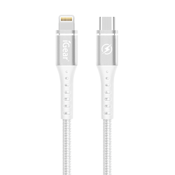 USB-C TO 8 PIN CABLE - SUIT iPhone 5 TO 14 - HEAVY DUTY BRAIDED - 1M - WHITE