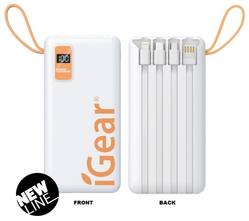 POWER BANK 10,000mAh WITH DUAL USB AND TYPE C LEADS ATTACHED