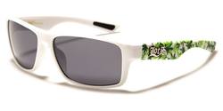 LOCS SUNGLASSES (WHITE FRAME MARIJUANA LEAF BLACK LENS)